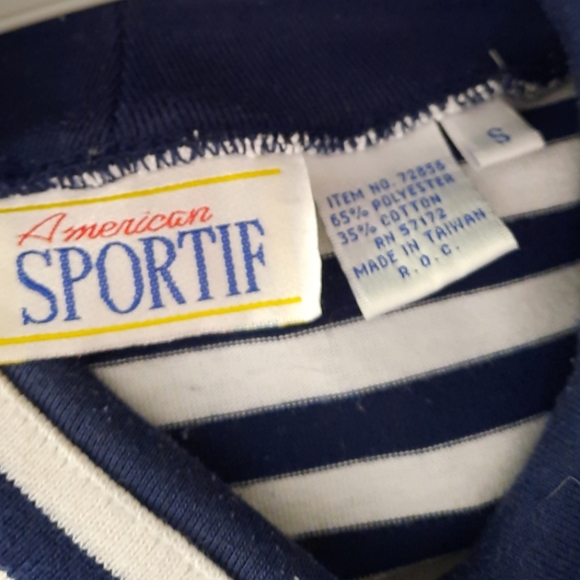 Vintage Sportif Bright Striped Pullover Adj Collared Shirt Long Sleeves Size S - Picture 5 of 6